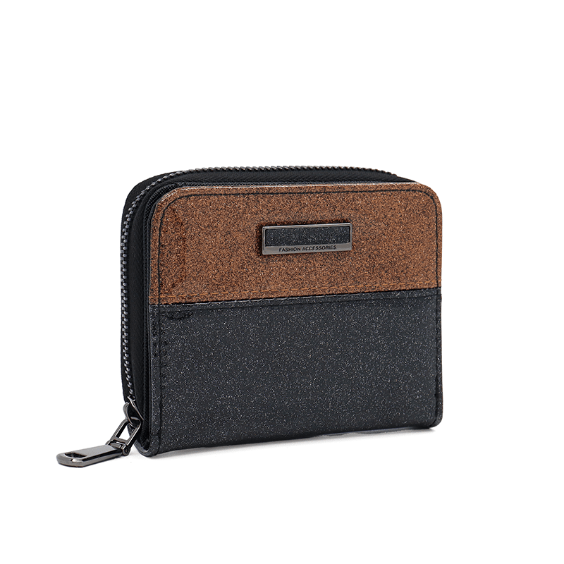 Kompakt laccé pénztárca - fekete/barna