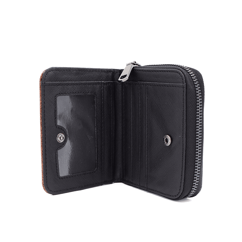 Kompakt laccé pénztárca - fekete/barna