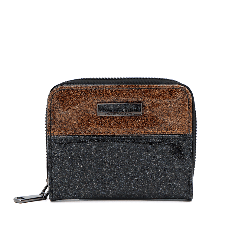 Kompakt laccé pénztárca - fekete/barna