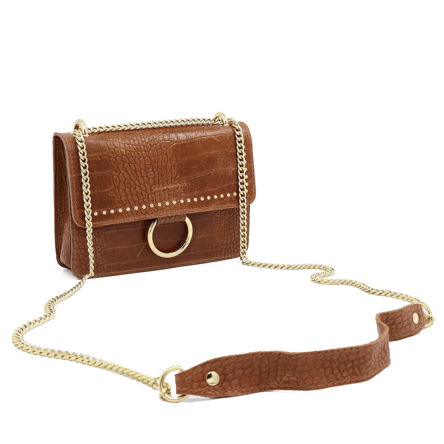 Női táska természetes bőrből - barna