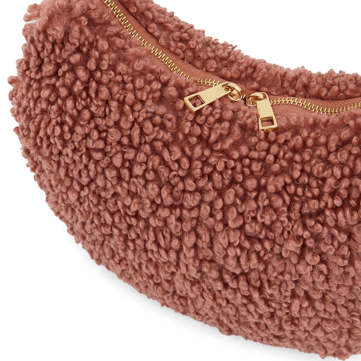 Női táska természetes bőrből és plüssből Emma - rózsaszín hamu