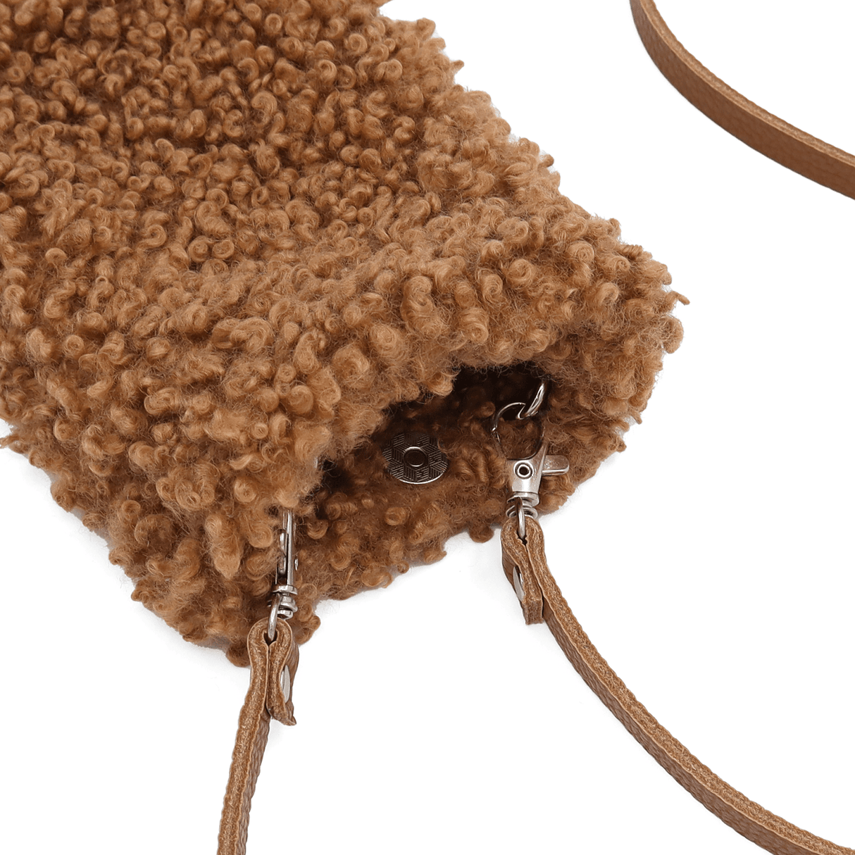 Természetes bőr és plüss telefonhuzat Maya - cserépkék