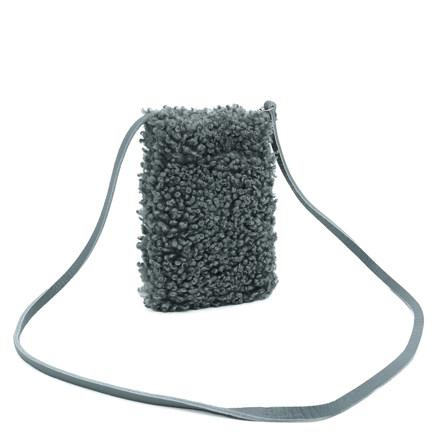 Természetes bőr és plüss Maya telefonhuzat - kék