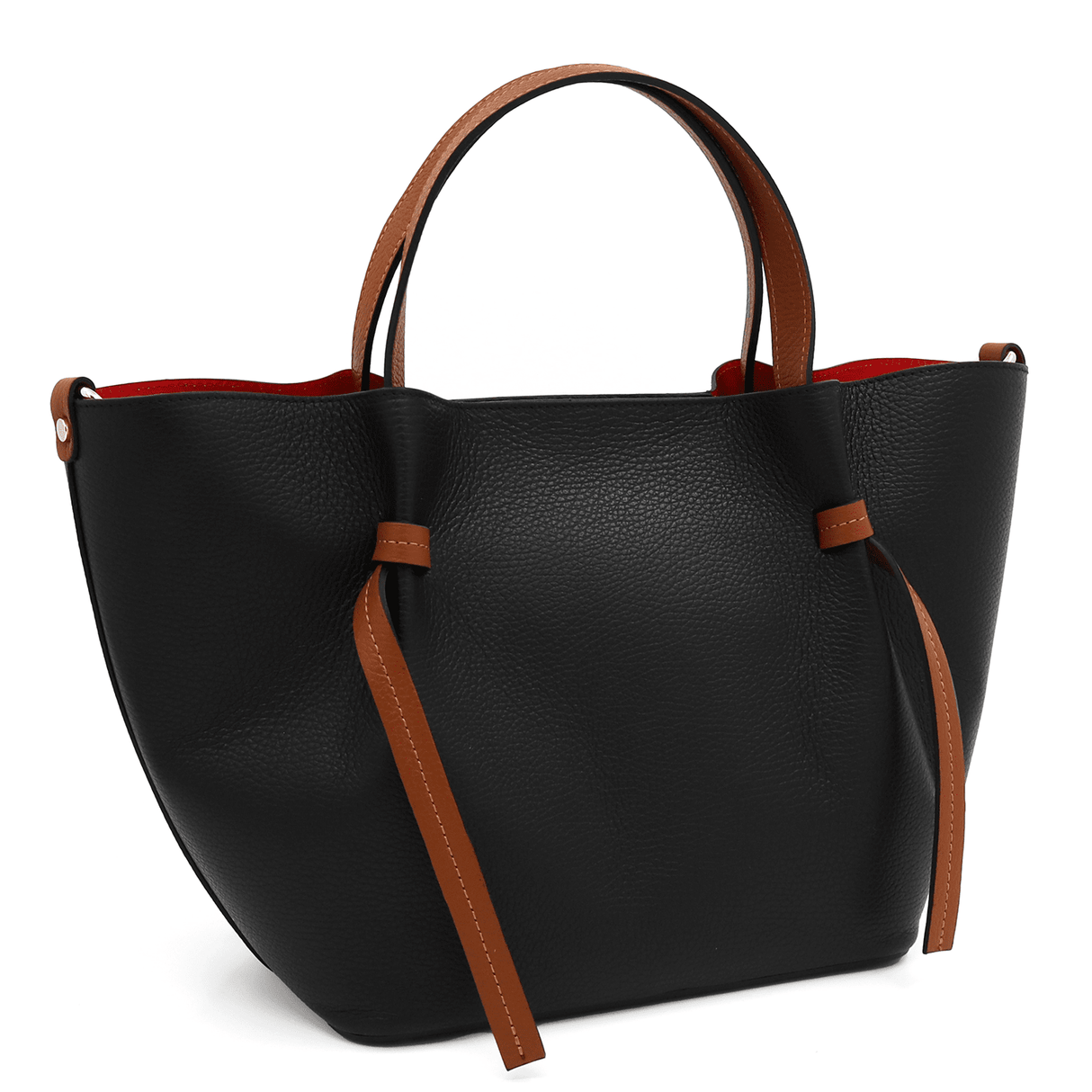 Női táska természetes bőrből Zaria - fekete