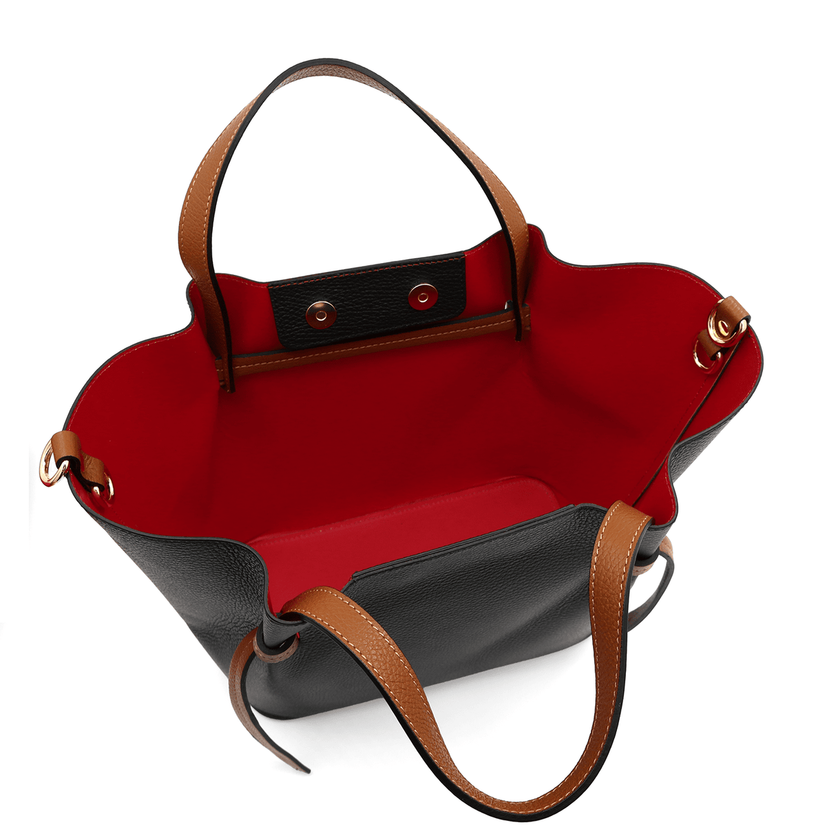 Női táska természetes bőrből Zaria - fekete