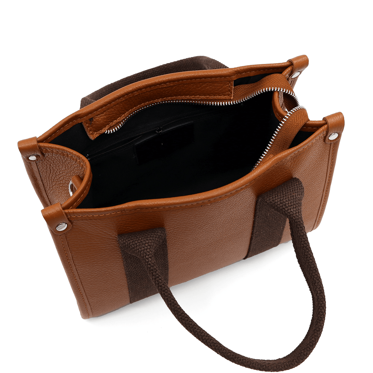 Női táska természetes bőrből, tote típusú, Rosa - cserépkék