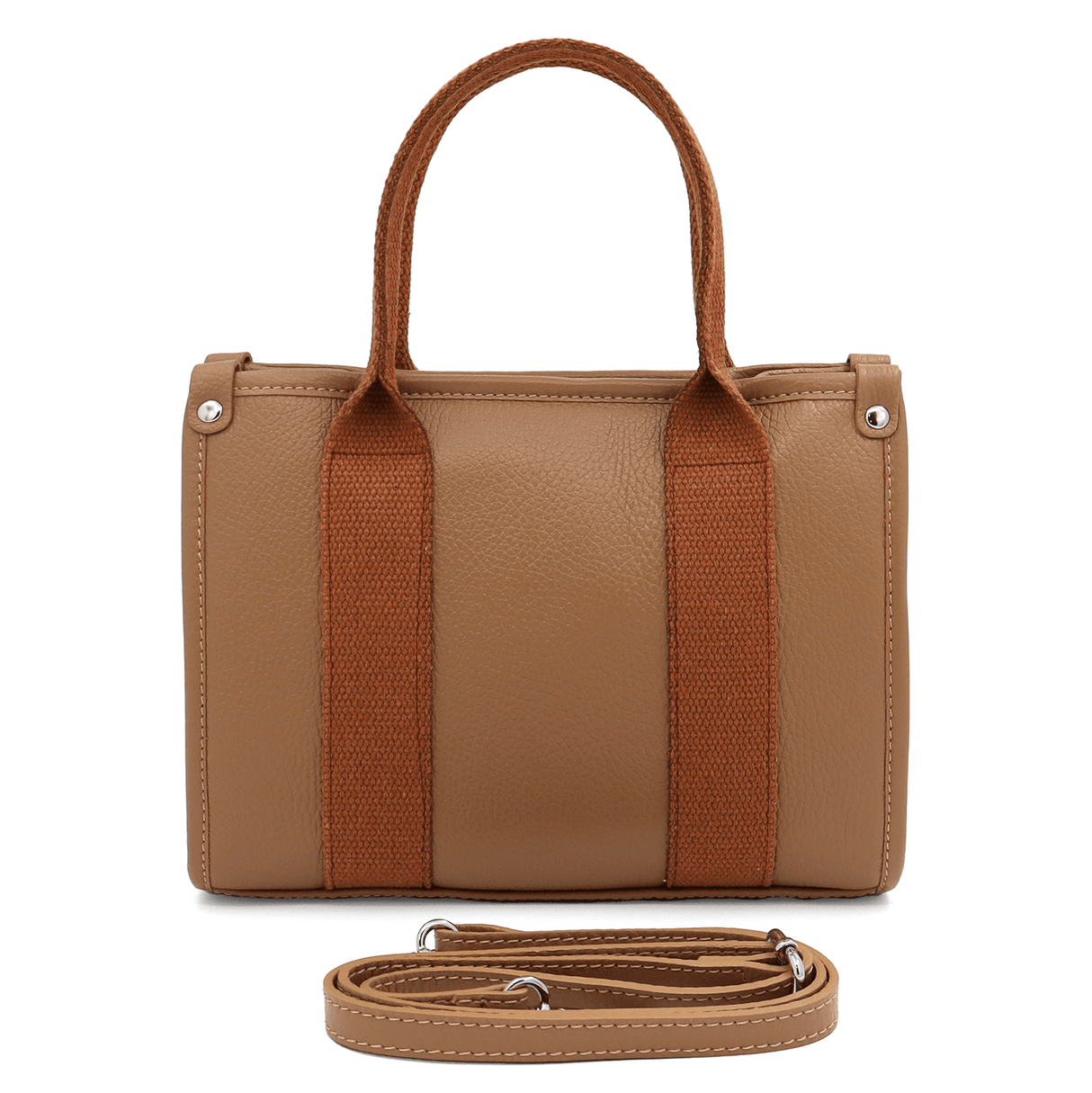 Női táska természetes bőrből, tote típusú, Rosa - barna