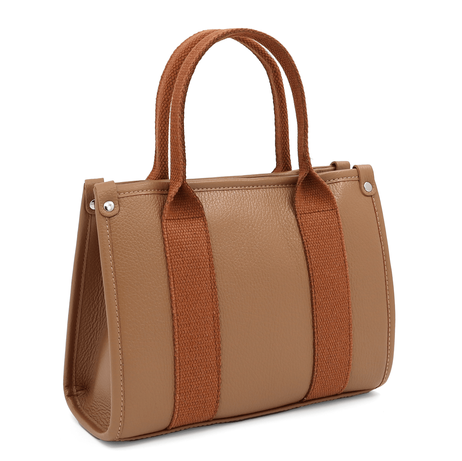 Női táska természetes bőrből, tote típusú, Rosa - barna