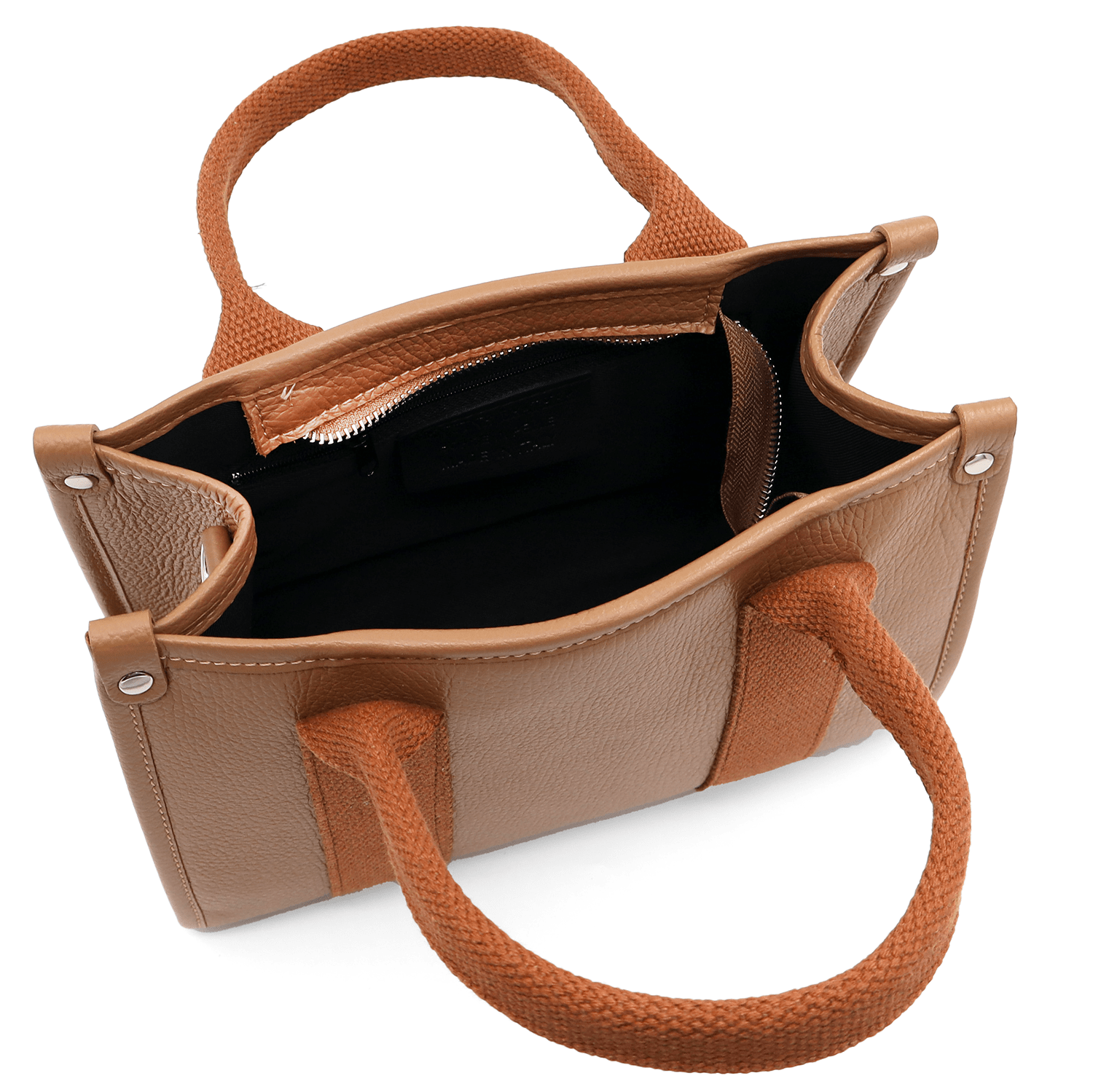 Női táska természetes bőrből, tote típusú, Rosa - barna