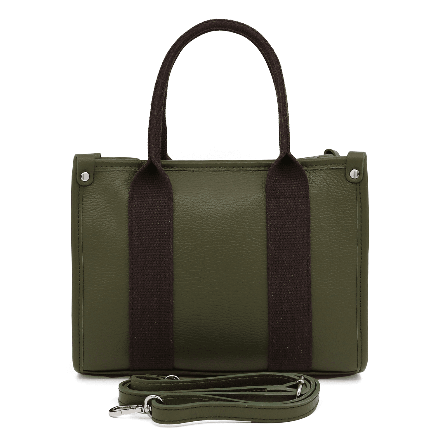 Női táska természetes bőrből, tote típusú, Rosa - sötétzöld