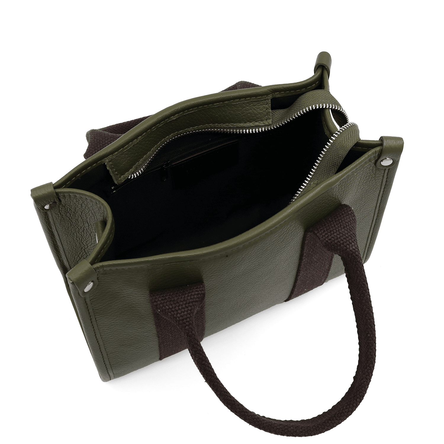 Női táska természetes bőrből, tote típusú, Rosa - sötétzöld