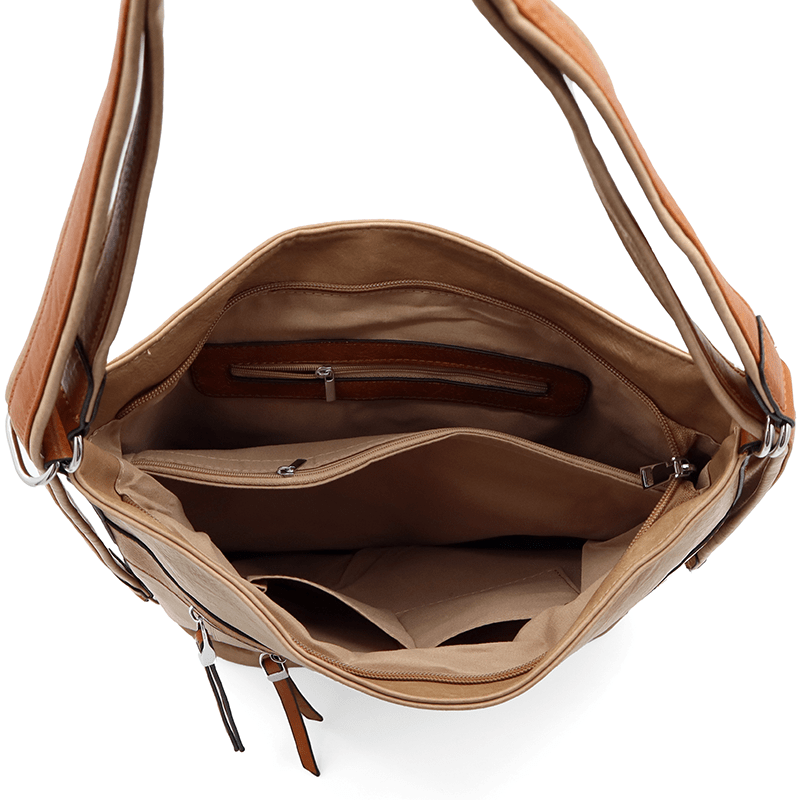 2 az 1-ben – Nagy táska és hátizsák – világosbarna