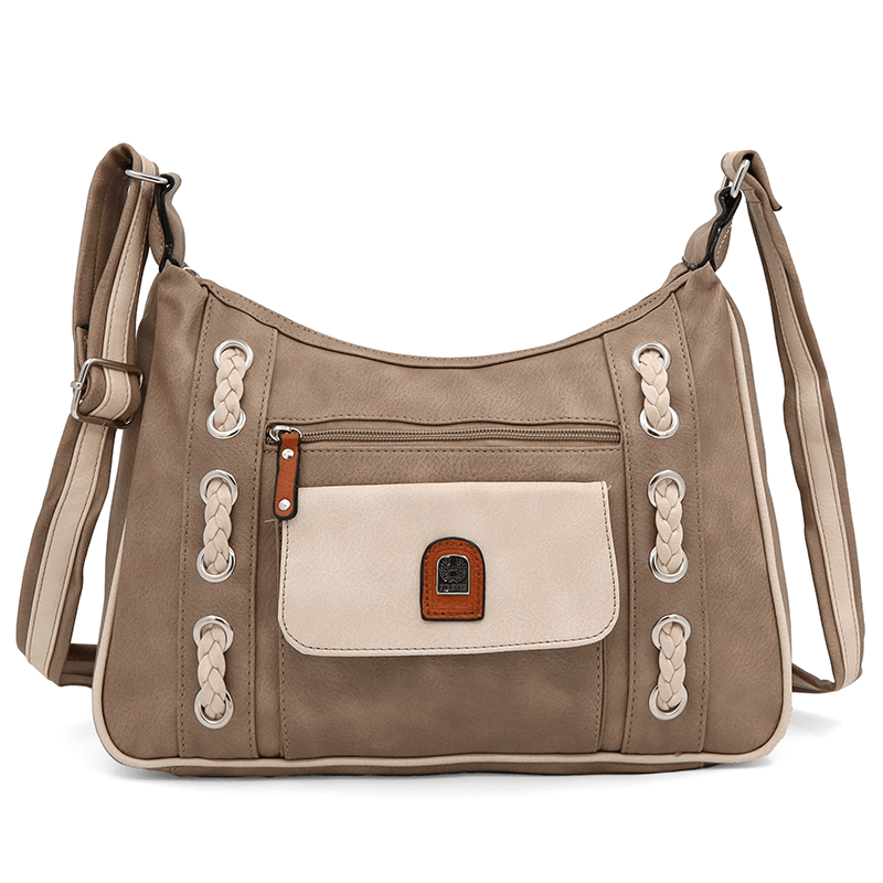 Válltáska sok zsebbel - világosbarna