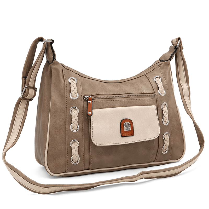 Válltáska sok zsebbel - világosbarna