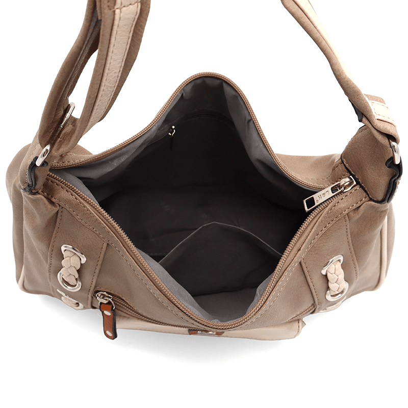 Válltáska sok zsebbel - világosbarna