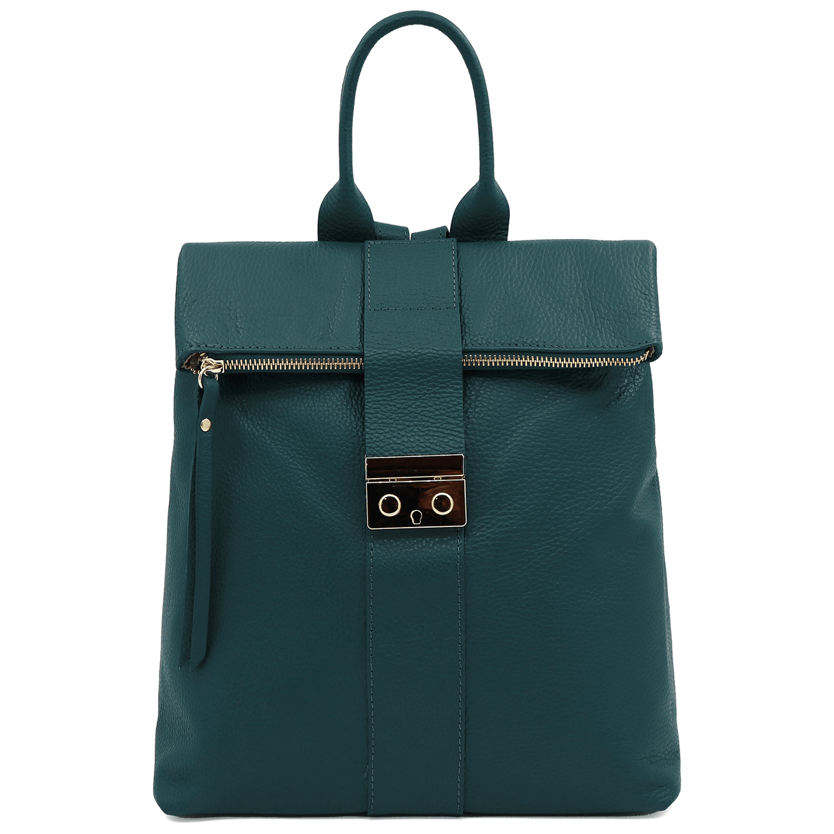 Riona természetes bőr hátizsák - sötétzöld