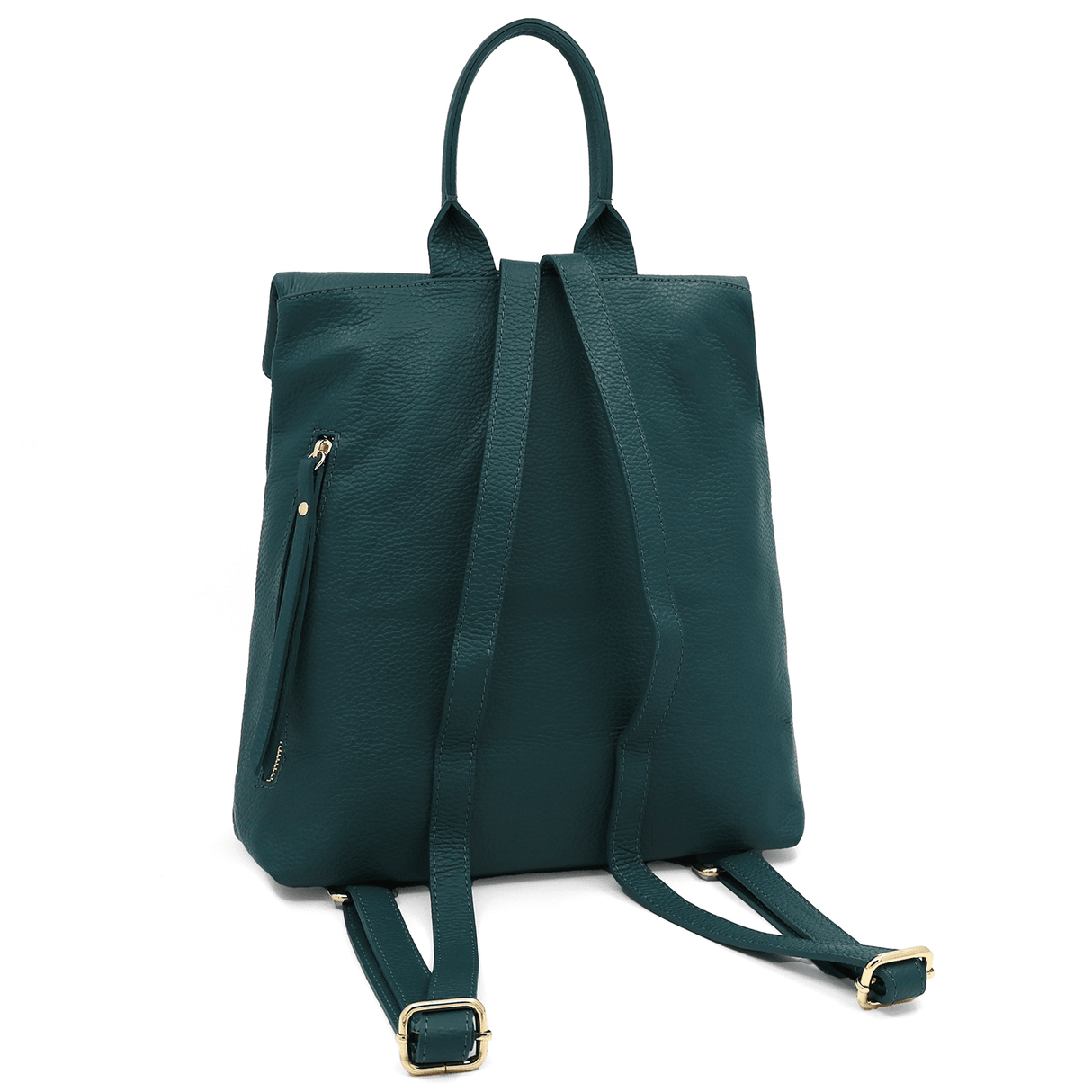Riona természetes bőr hátizsák - sötétzöld
