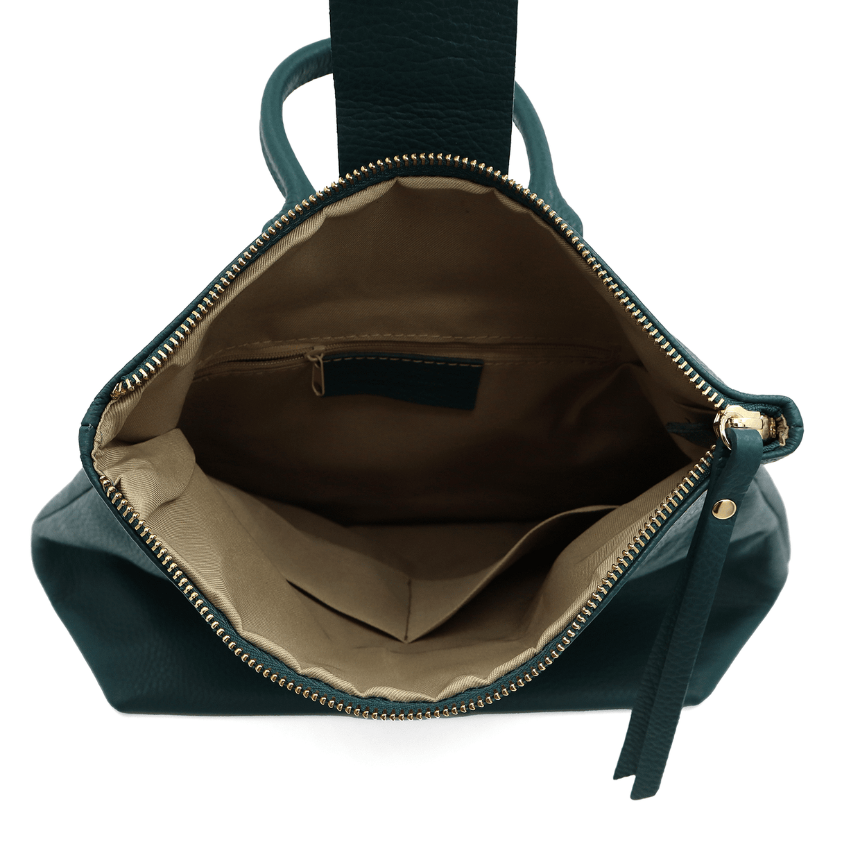 Riona természetes bőr hátizsák - sötétzöld