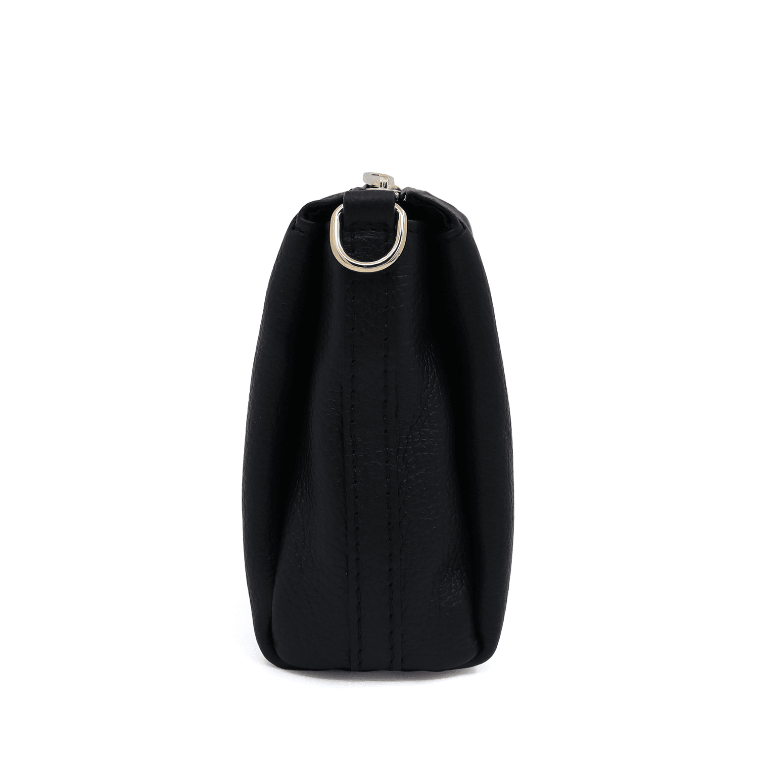 Női válltáska 2 fogantyúval, természetes bőrből Teresa - fekete