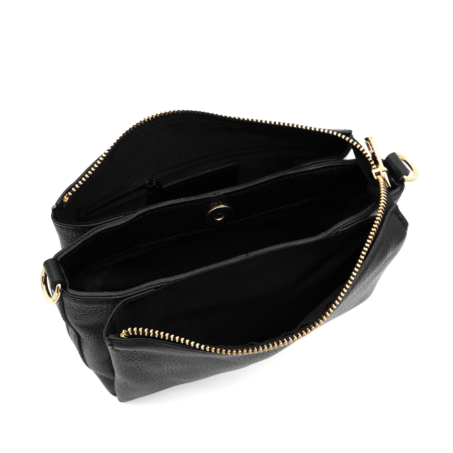 Női válltáska 2 fogantyúval, természetes bőrből Teresa - fekete