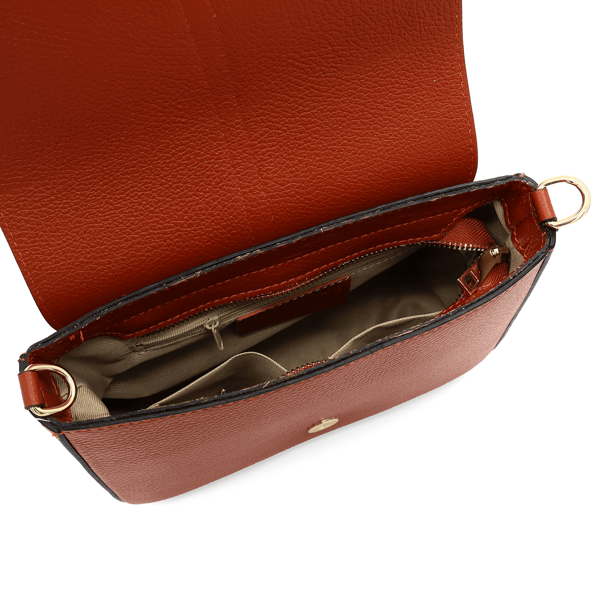 Allona természetes bőrből készült válltáska - piros-narancssárga