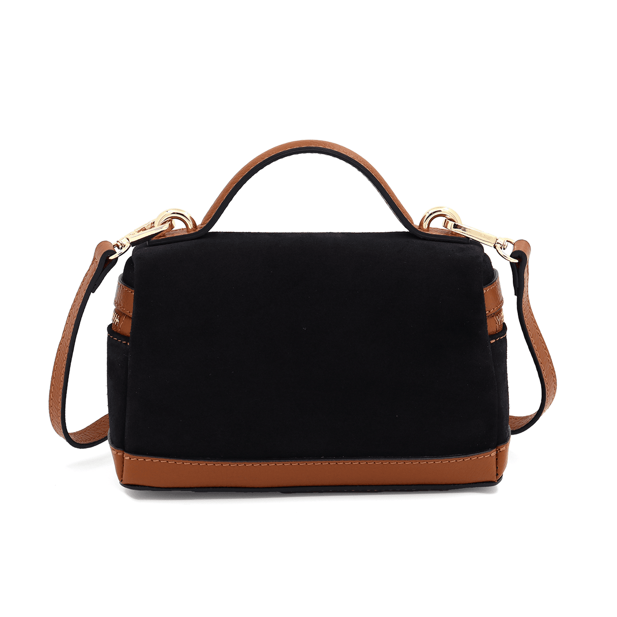 Válltáska természetes bőrből és velúrból Donna - fekete