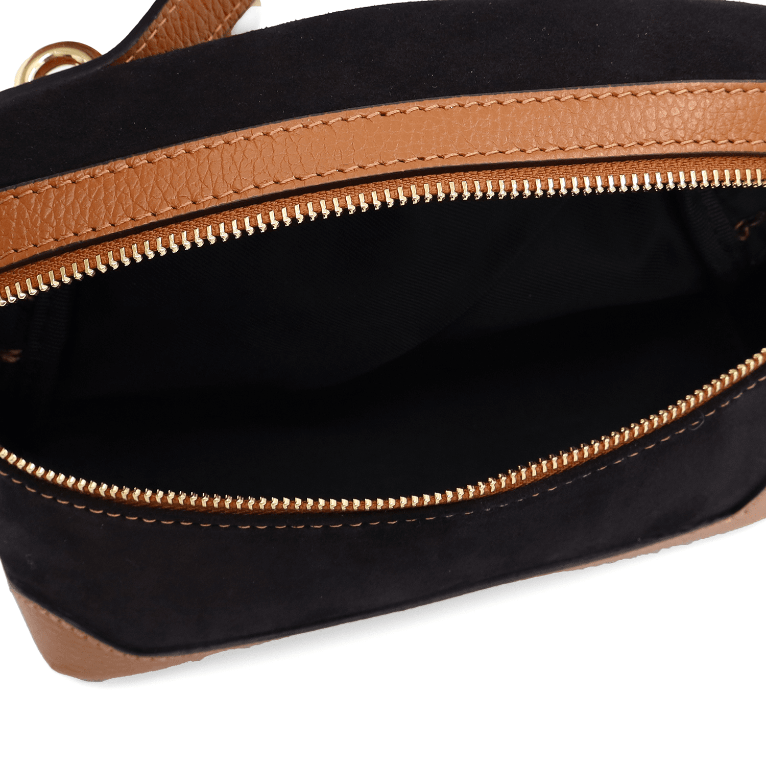 Válltáska természetes bőrből és velúrból Donna - fekete