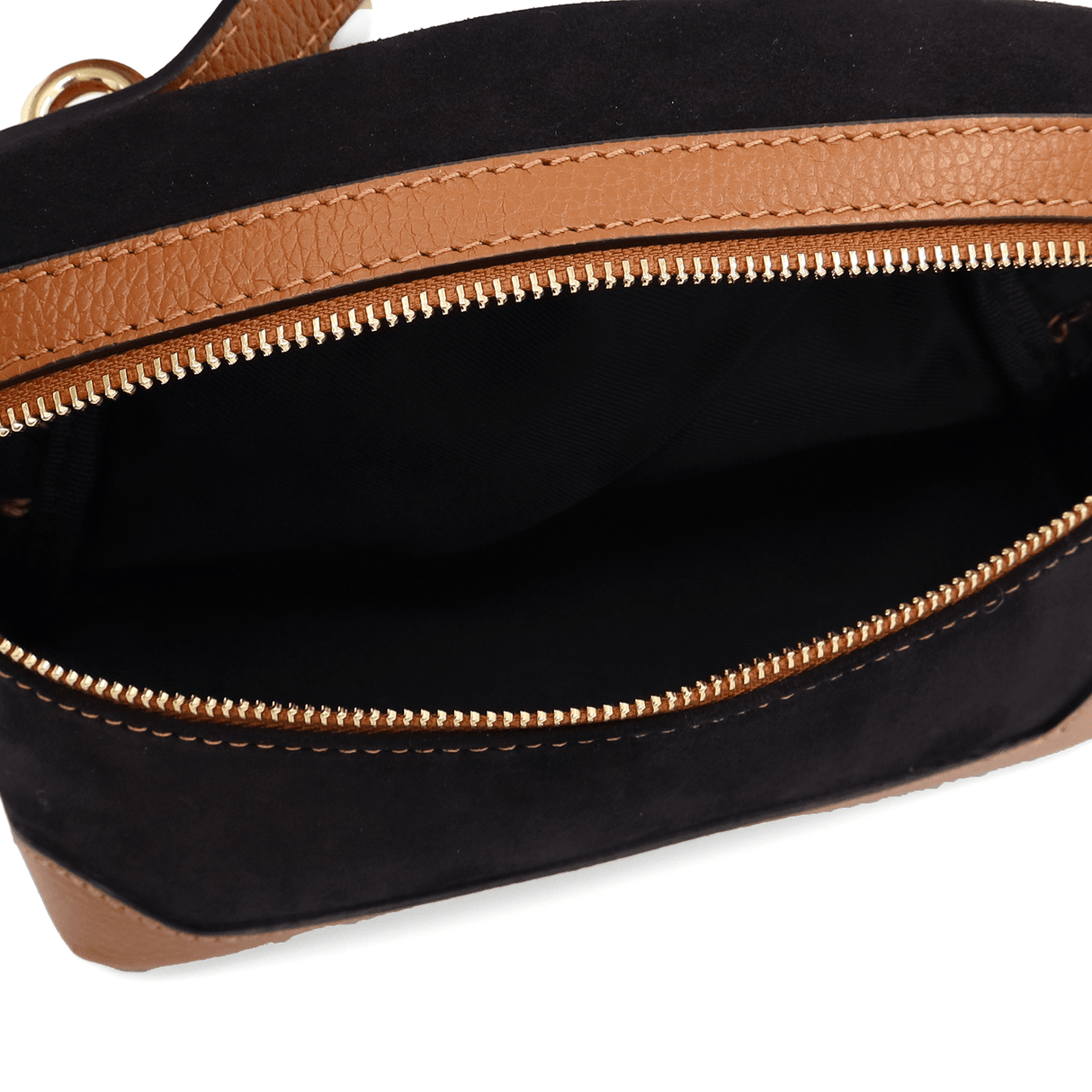 Válltáska természetes bőrből és velúrból Donna - fekete