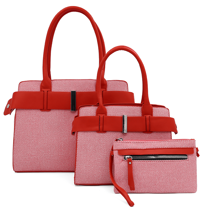 KÉSZLET - Nagy és kicsi női táska + válltáska - piros