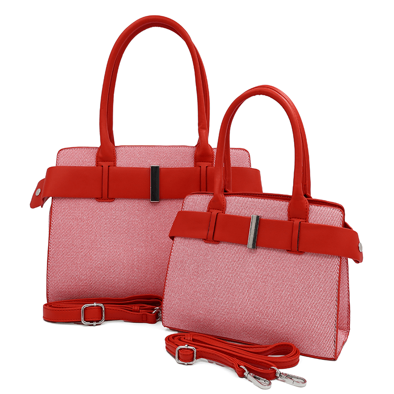 KÉSZLET - Nagy és kicsi női táska + válltáska - piros