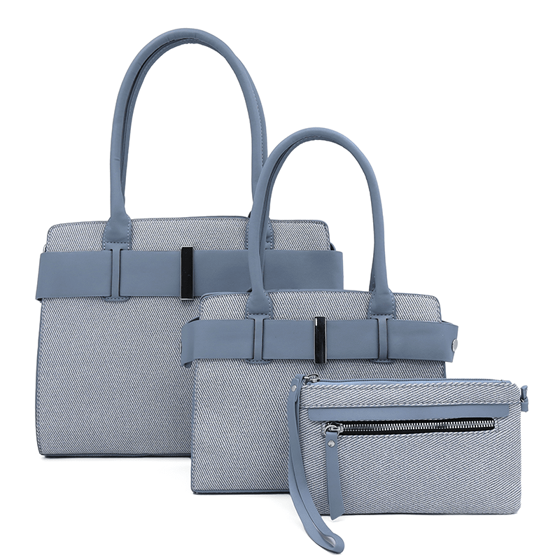 KÉSZLET - Nagy és kicsi női táska + válltáska - világoskék