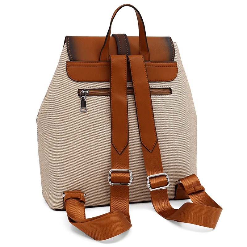 Érdekes női hátizsák füstös hatással és nyomtatással - világosbarna