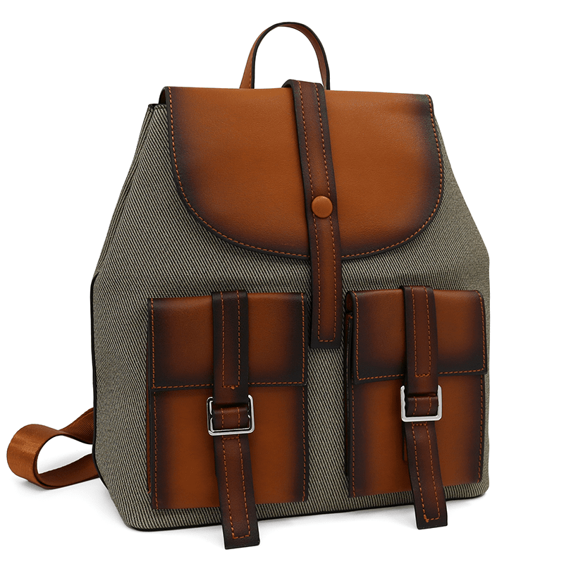 Érdekes női hátizsák füstös hatással és nyomtatással - sötétzöld