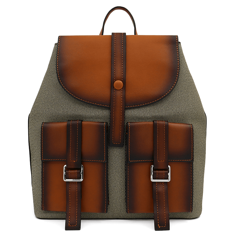 Érdekes női hátizsák füstös hatással és nyomtatással - sötétzöld