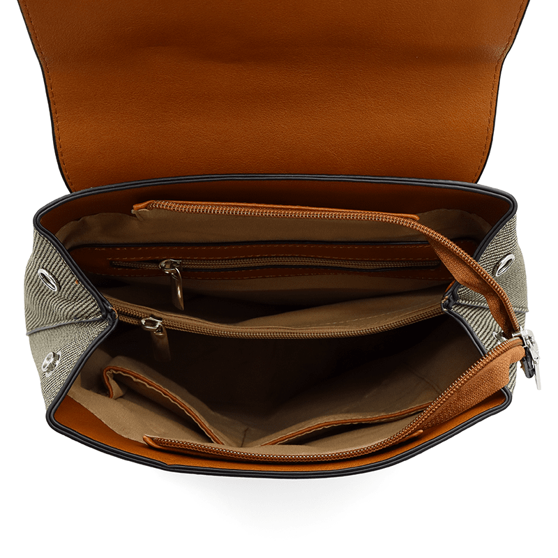 Érdekes női hátizsák füstös hatással és nyomtatással - sötétzöld