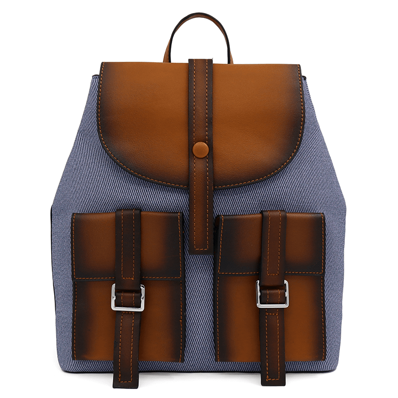 Érdekes női hátizsák füstös hatással és nyomtatással - kék