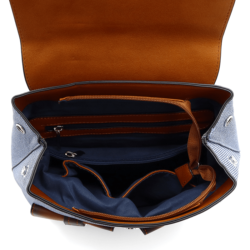 Érdekes női hátizsák füstös hatással és nyomtatással - kék