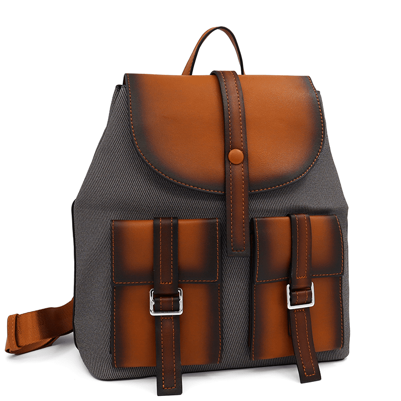 Érdekes női hátizsák füstös hatással és nyomtatással - fekete