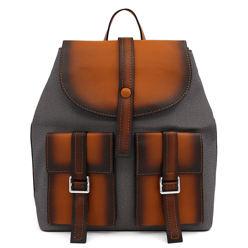 Érdekes női hátizsák füstös hatással és nyomtatással - fekete