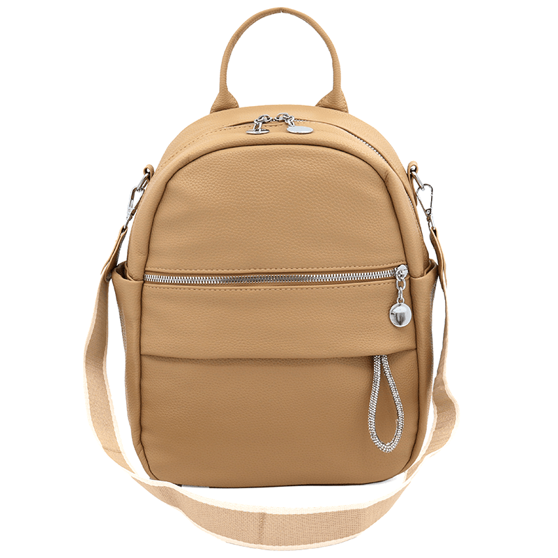 2 az 1-ben - Női hátizsák és táska érdekes részletekkel - világosbarna