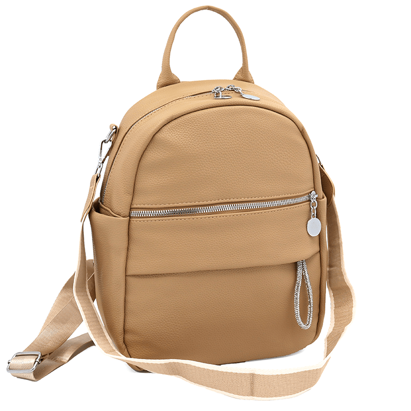 2 az 1-ben - Női hátizsák és táska érdekes részletekkel - világosbarna