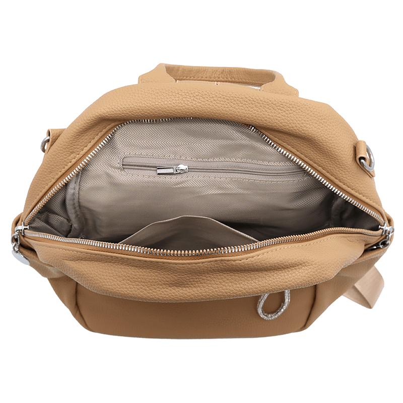 2 az 1-ben - Női hátizsák és táska érdekes részletekkel - világosbarna