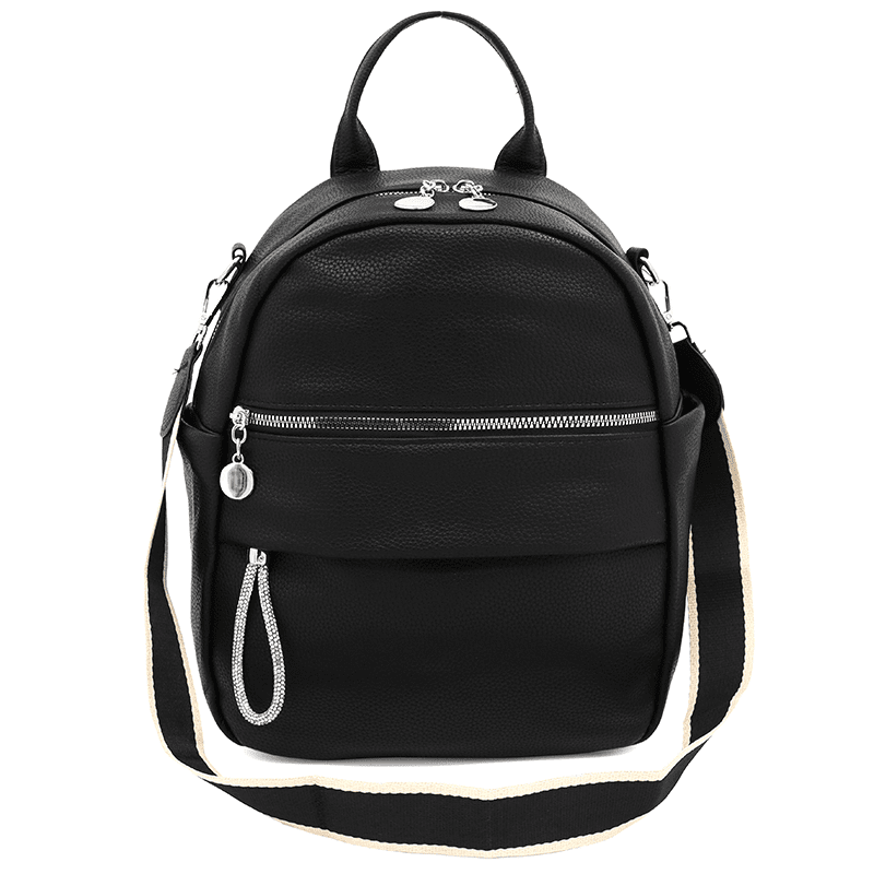 2 az 1-ben - Női hátizsák és táska érdekes részletekkel - fekete