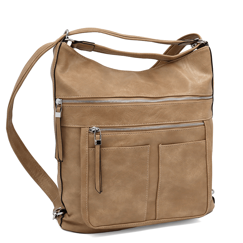 2 az 1-ben - Nagy táska és hátizsák Poli - világosbarna