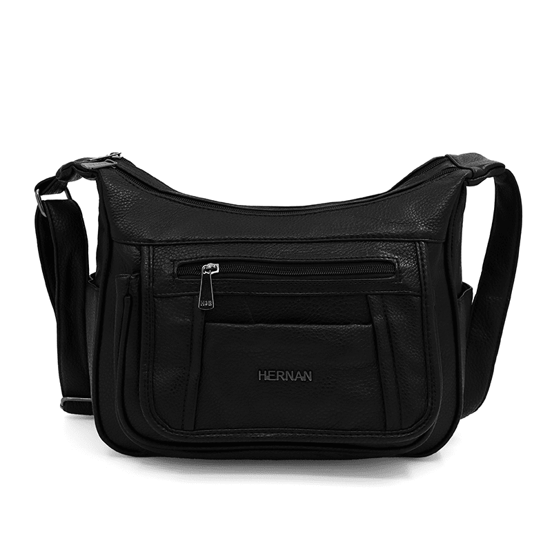 Válltáska 2 rekesszel és sok zsebbel - fekete