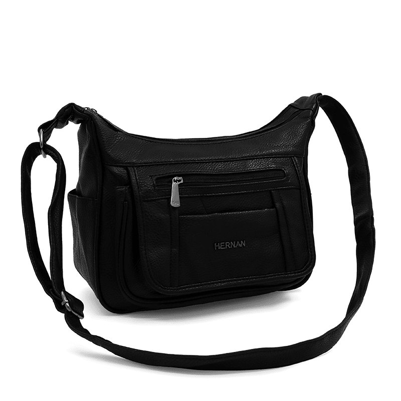 Válltáska 2 rekesszel és sok zsebbel - fekete