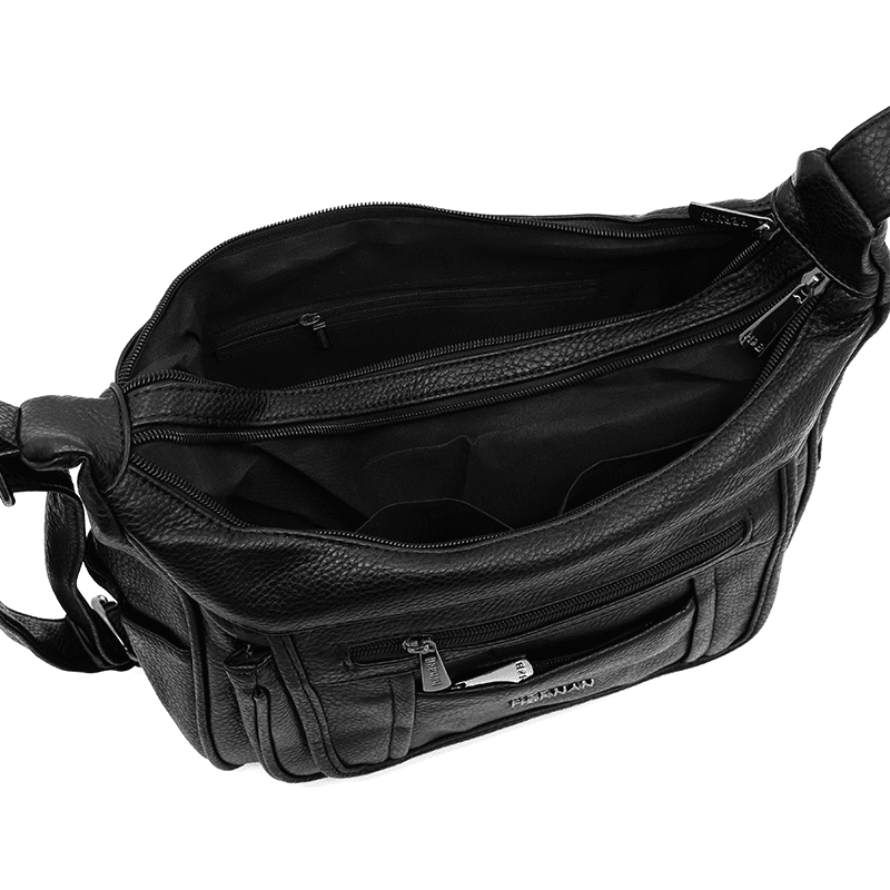 Válltáska 2 rekesszel és sok zsebbel - fekete