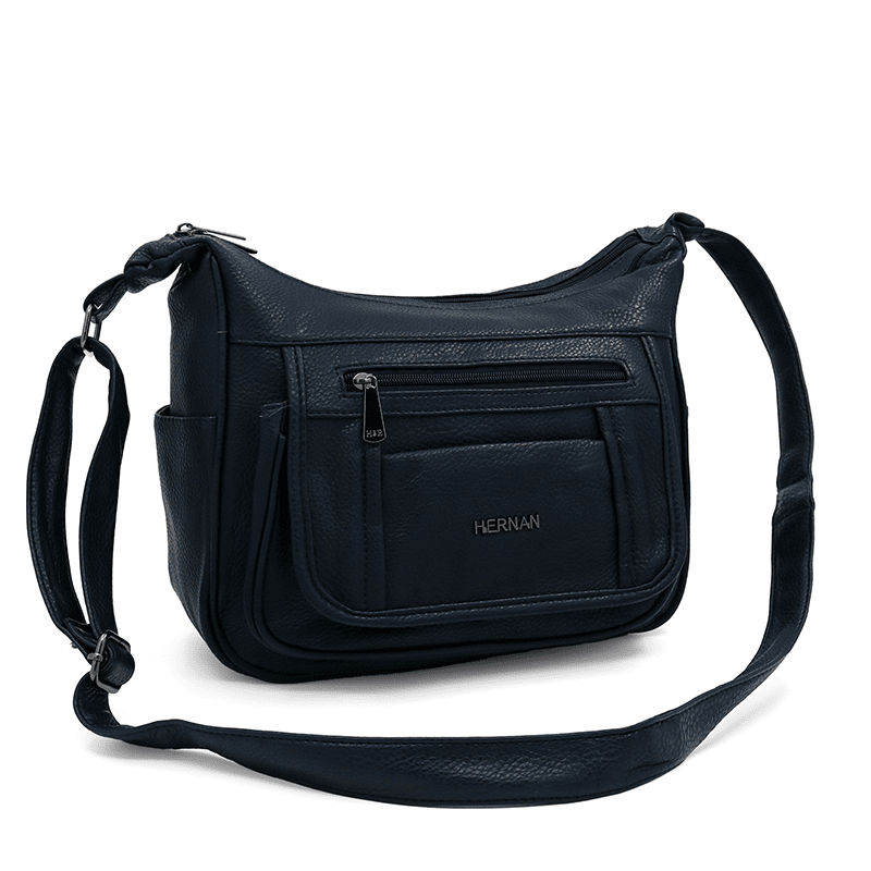 Válltáska 2 rekesszel és sok zsebbel - sötétkék