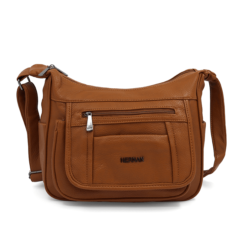 Válltáska 2 rekesszel és sok zsebbel - cserépbarna