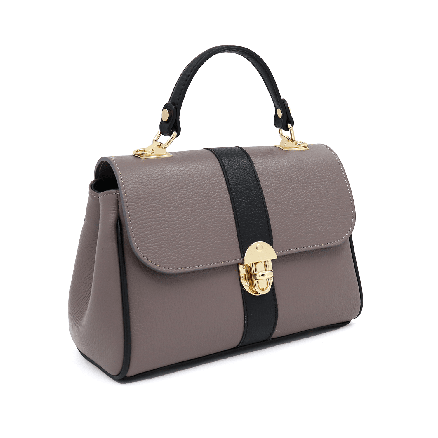 Női táska természetes bőrből Miriam - sötét szürke / fekete